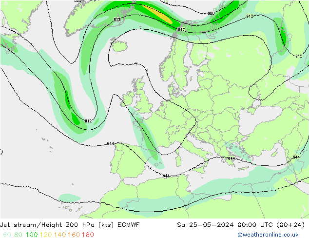 Jet stream/Height 300 hPa ECMWF So 25.05.2024 00 UTC