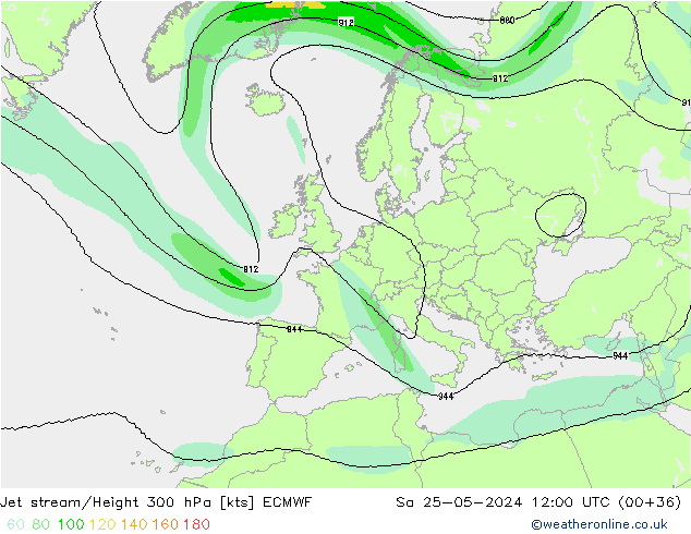 Straalstroom ECMWF za 25.05.2024 12 UTC