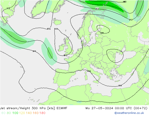 Corriente en chorro ECMWF lun 27.05.2024 00 UTC