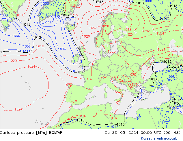 pressão do solo ECMWF Dom 26.05.2024 00 UTC