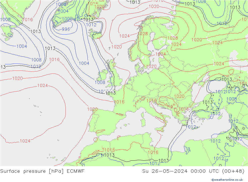 приземное давление ECMWF Вс 26.05.2024 00 UTC