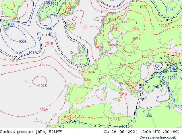 приземное давление ECMWF Вс 26.05.2024 12 UTC