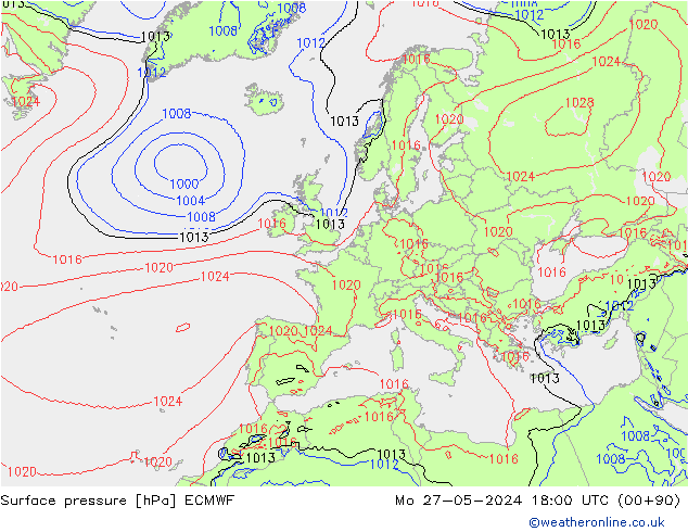 Bodendruck ECMWF Mo 27.05.2024 18 UTC