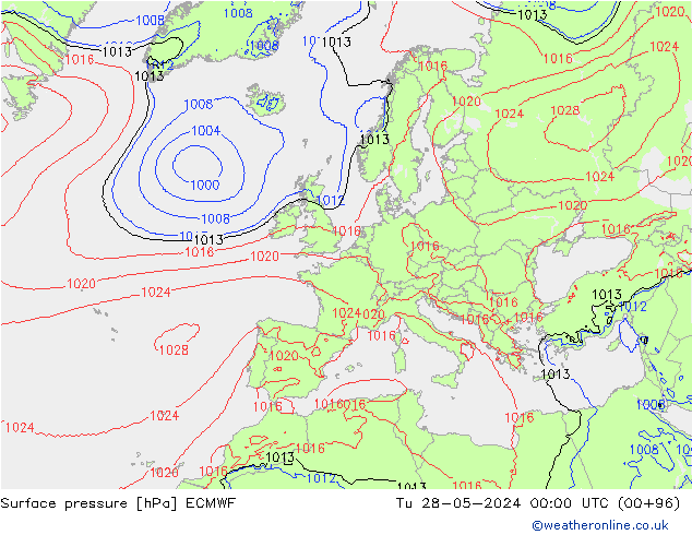 pressão do solo ECMWF Ter 28.05.2024 00 UTC