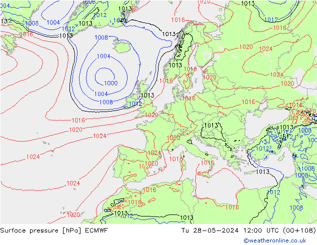 pression de l'air ECMWF mar 28.05.2024 12 UTC