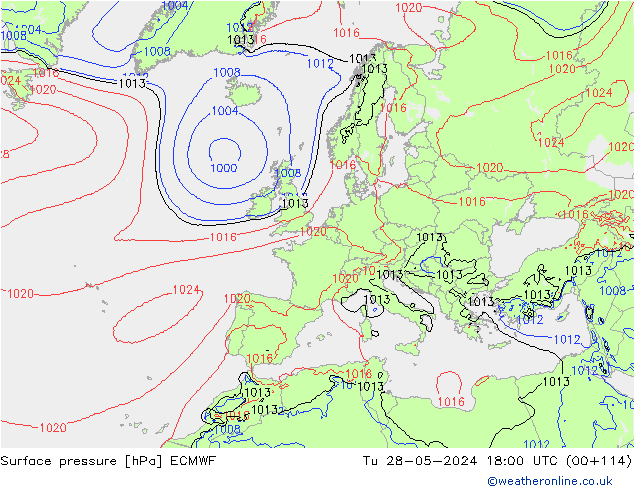 Yer basıncı ECMWF Sa 28.05.2024 18 UTC