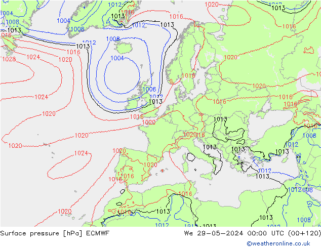 Bodendruck ECMWF Mi 29.05.2024 00 UTC