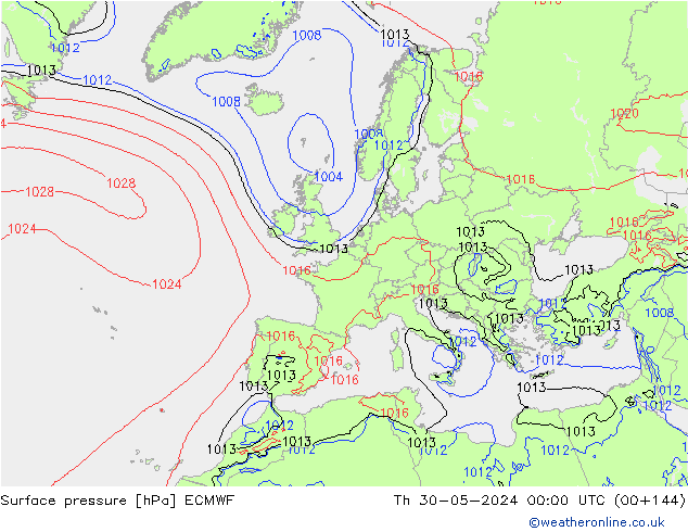 Luchtdruk (Grond) ECMWF do 30.05.2024 00 UTC