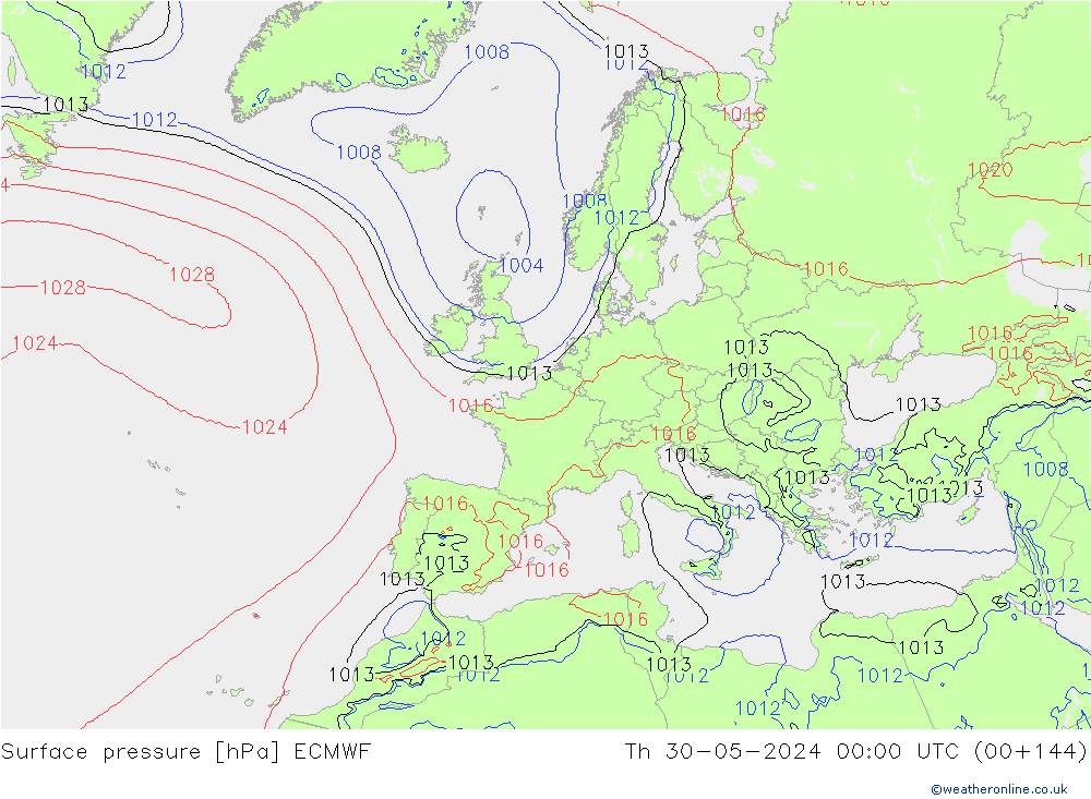 Bodendruck ECMWF Do 30.05.2024 00 UTC