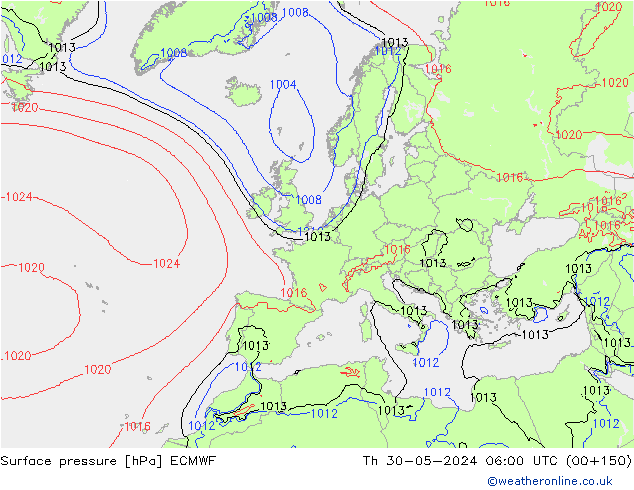 Surface pressure ECMWF Th 30.05.2024 06 UTC