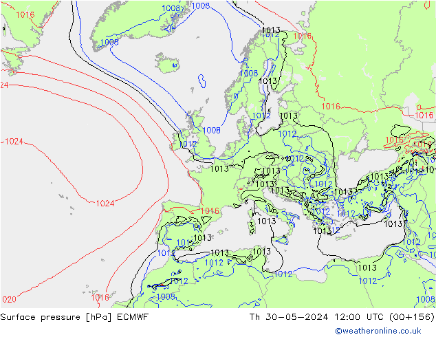 Surface pressure ECMWF Th 30.05.2024 12 UTC