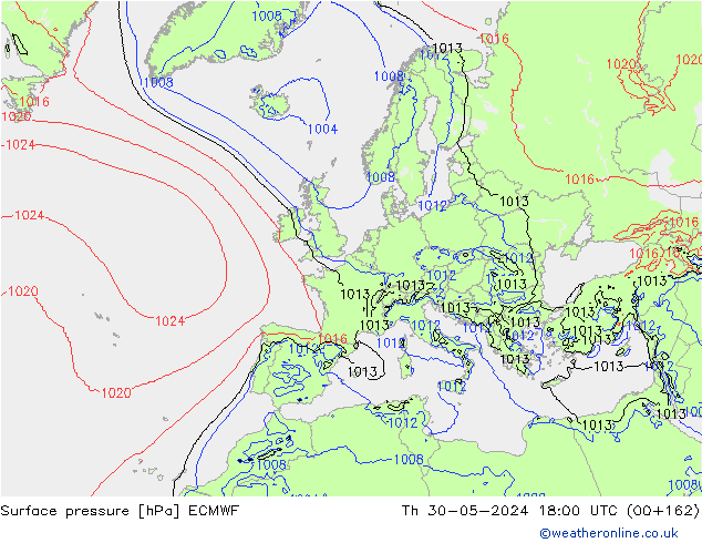 Luchtdruk (Grond) ECMWF do 30.05.2024 18 UTC