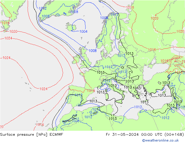 pression de l'air ECMWF ven 31.05.2024 00 UTC