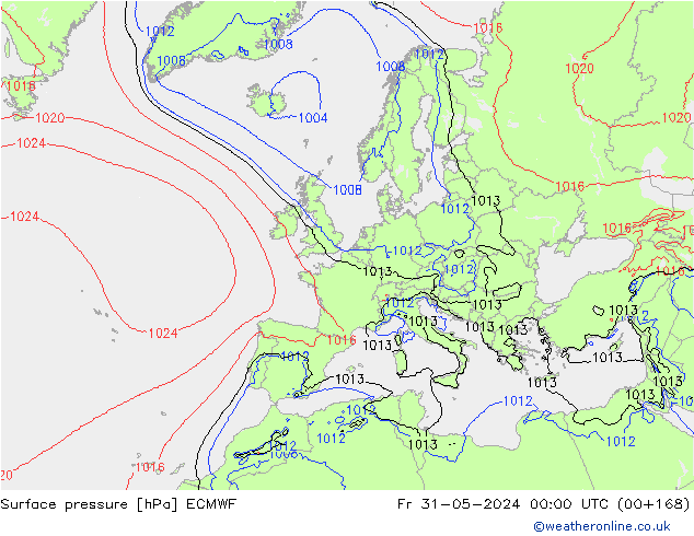 pressão do solo ECMWF Sex 31.05.2024 00 UTC