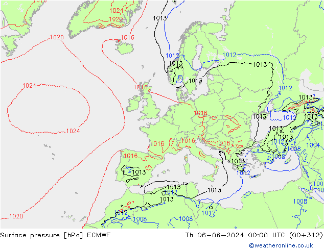 Bodendruck ECMWF Do 06.06.2024 00 UTC