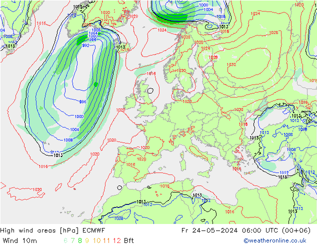 Sturmfelder ECMWF Fr 24.05.2024 06 UTC