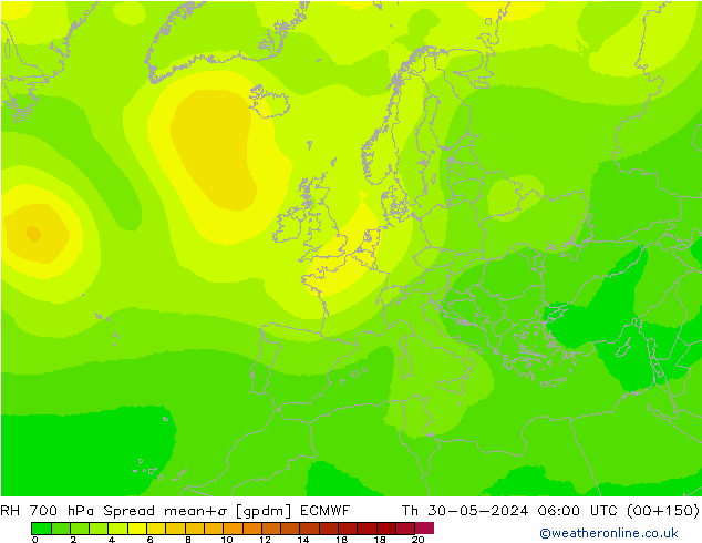 RH 700 hPa Spread ECMWF  30.05.2024 06 UTC