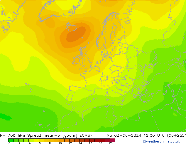 RH 700 hPa Spread ECMWF Mo 03.06.2024 12 UTC