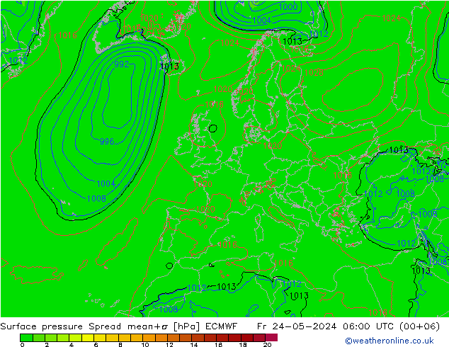 ciśnienie Spread ECMWF pt. 24.05.2024 06 UTC