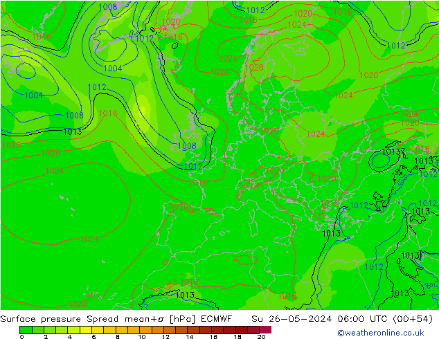 Bodendruck Spread ECMWF So 26.05.2024 06 UTC