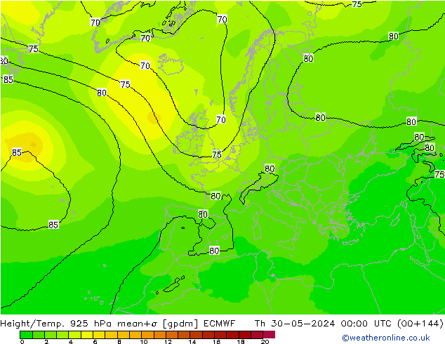 Height/Temp. 925 hPa ECMWF Th 30.05.2024 00 UTC