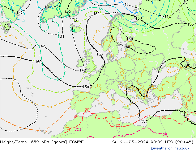 Height/Temp. 850 hPa ECMWF 星期日 26.05.2024 00 UTC