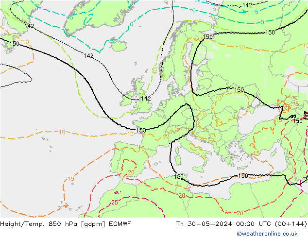 Height/Temp. 850 hPa ECMWF gio 30.05.2024 00 UTC