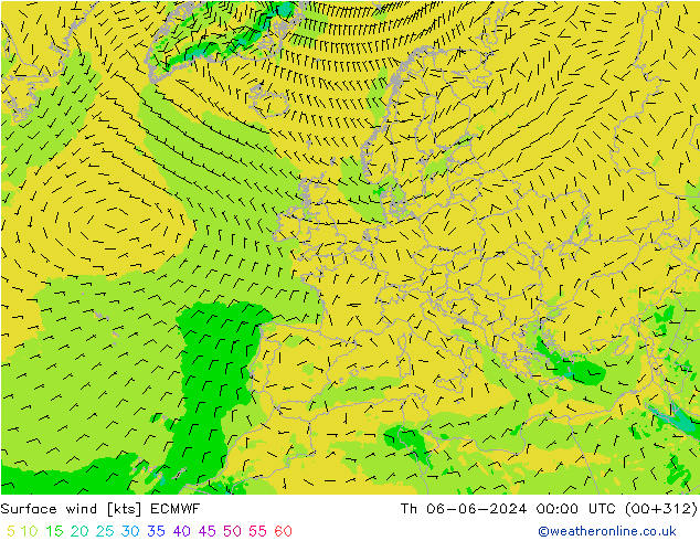 Rüzgar 10 m ECMWF Per 06.06.2024 00 UTC