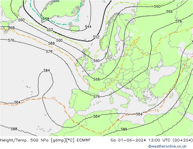 Géop./Temp. 500 hPa ECMWF sam 01.06.2024 12 UTC
