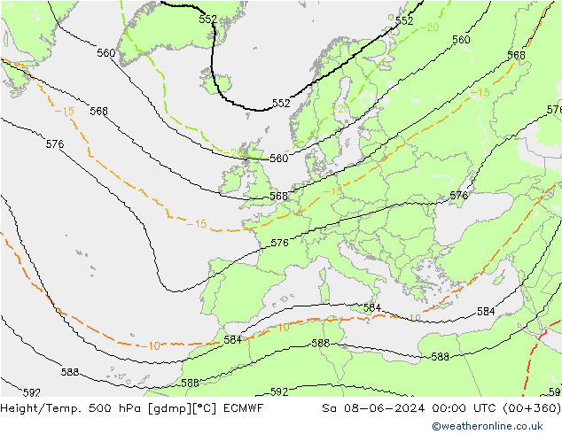 Géop./Temp. 500 hPa ECMWF sam 08.06.2024 00 UTC