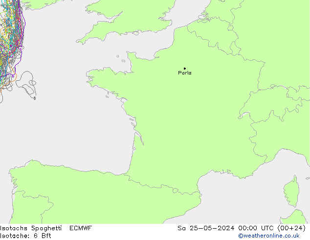 Isotachs Spaghetti ECMWF Sa 25.05.2024 00 UTC