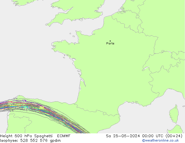 Height 500 hPa Spaghetti ECMWF Sa 25.05.2024 00 UTC