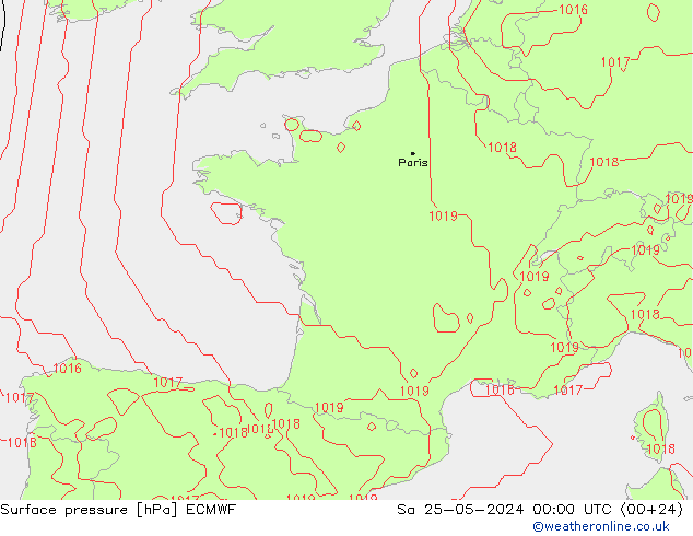 Surface pressure ECMWF Sa 25.05.2024 00 UTC