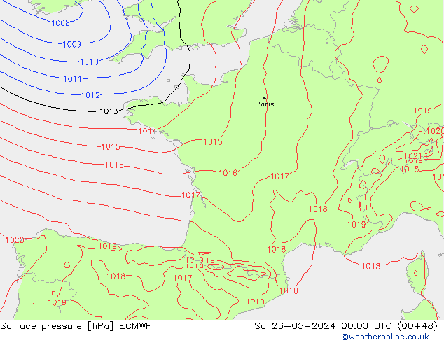 Bodendruck ECMWF So 26.05.2024 00 UTC