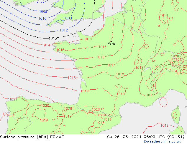 pression de l'air ECMWF dim 26.05.2024 06 UTC