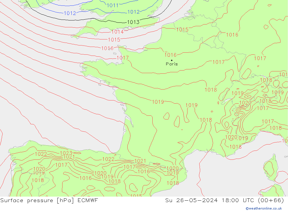 pression de l'air ECMWF dim 26.05.2024 18 UTC