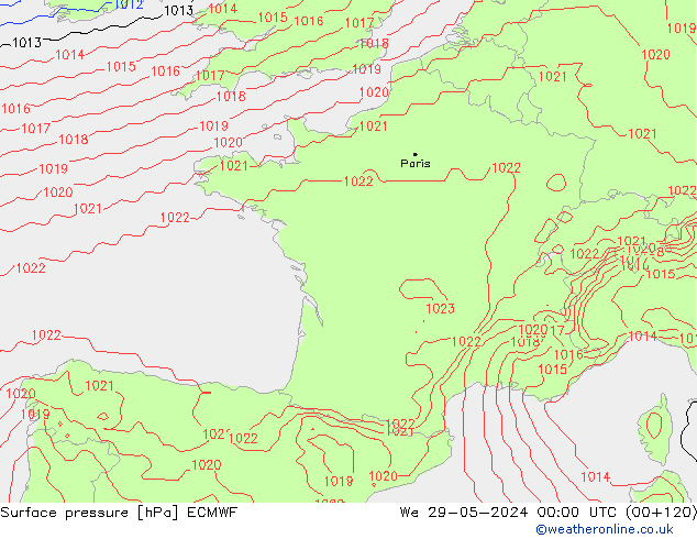 Bodendruck ECMWF Mi 29.05.2024 00 UTC