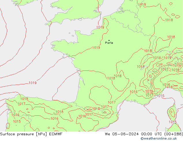 Luchtdruk (Grond) ECMWF wo 05.06.2024 00 UTC