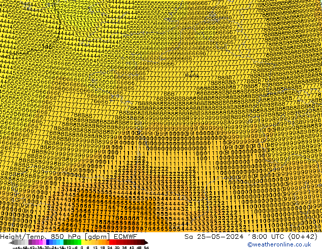 Height/Temp. 850 hPa ECMWF Sáb 25.05.2024 18 UTC