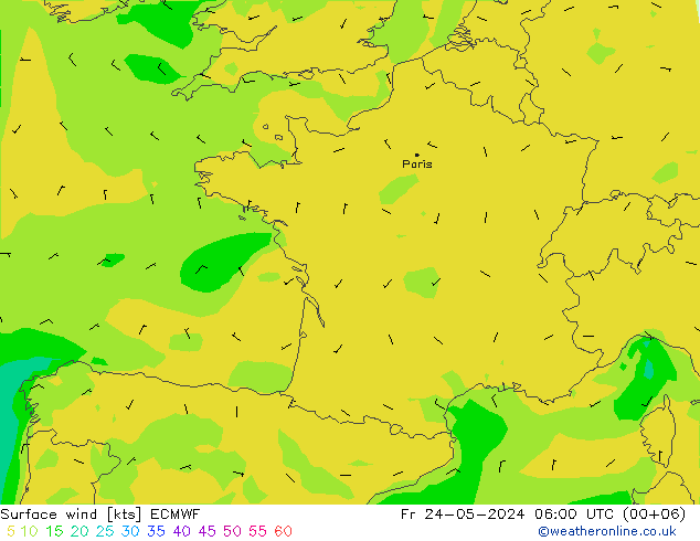 Bodenwind ECMWF Fr 24.05.2024 06 UTC