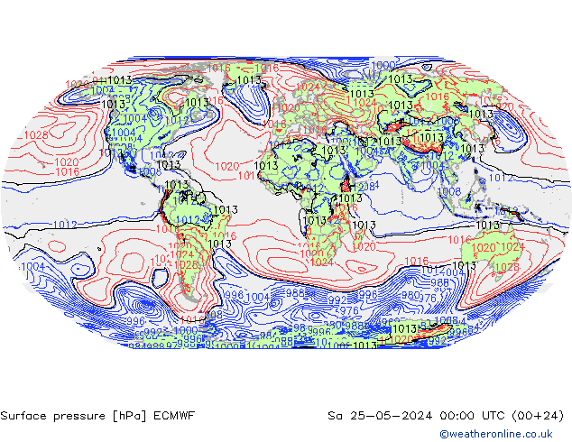 Atmosférický tlak ECMWF So 25.05.2024 00 UTC