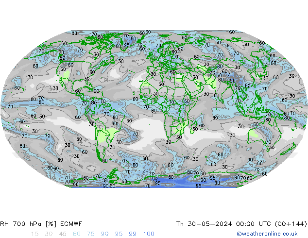 700 hPa Nispi Nem ECMWF Per 30.05.2024 00 UTC