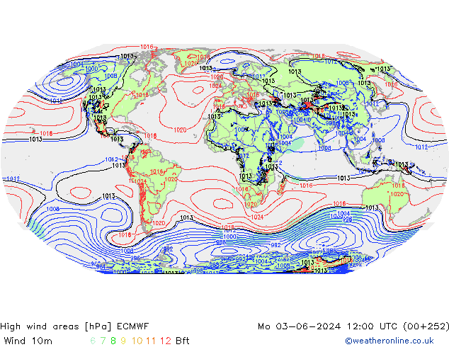 High wind areas ECMWF Po 03.06.2024 12 UTC
