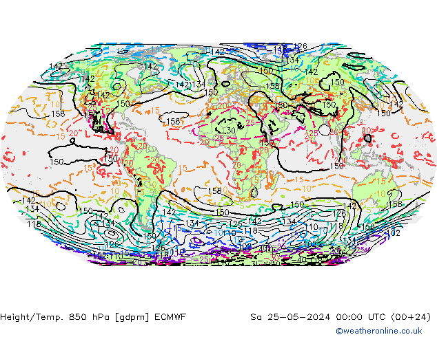 Height/Temp. 850 hPa ECMWF Sáb 25.05.2024 00 UTC