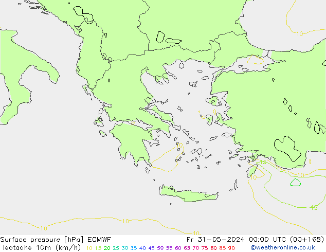 Isotachs (kph) ECMWF Sex 31.05.2024 00 UTC