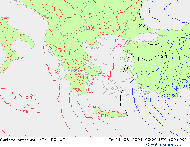 pressão do solo ECMWF Sex 24.05.2024 00 UTC