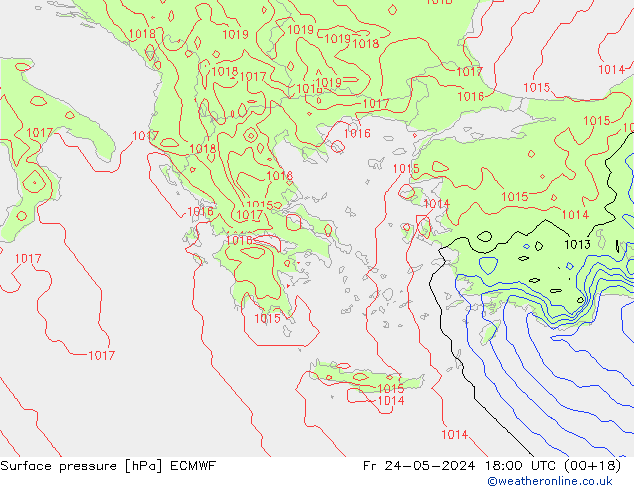 Surface pressure ECMWF Fr 24.05.2024 18 UTC