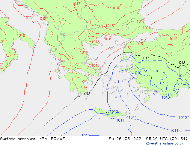 Surface pressure ECMWF Su 26.05.2024 06 UTC