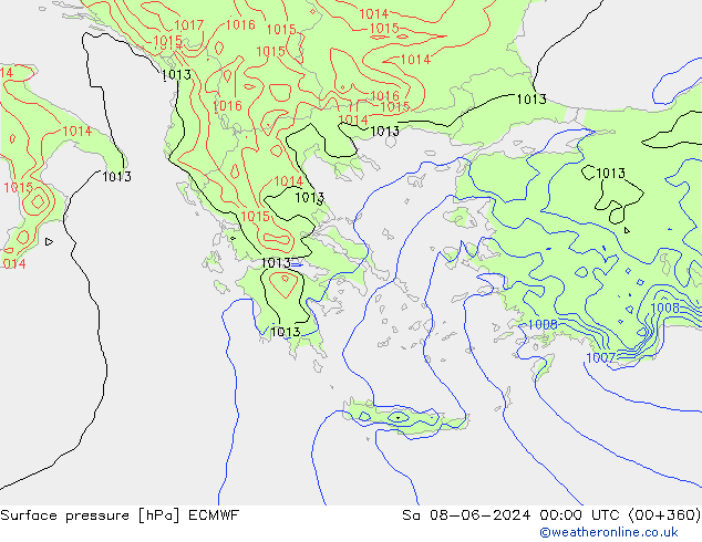 Atmosférický tlak ECMWF So 08.06.2024 00 UTC