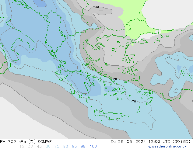 RH 700 hPa ECMWF  26.05.2024 12 UTC